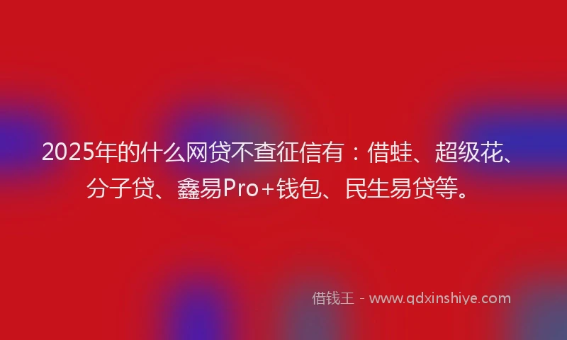 2025年的什么网贷不查征信有：借蛙、超级花、分子贷、鑫易Pro+钱包、民生易贷等。