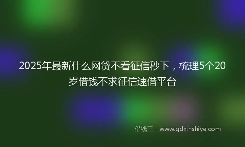 2025年最新什么网贷不看征信秒下，梳理5个20岁借钱不求征信速借平台