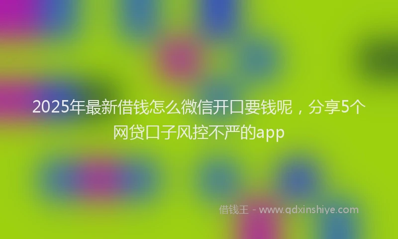 2025年最新借钱怎么微信开口要钱呢，分享5个网贷口子风控不严的app
