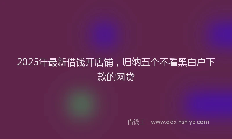 2025年最新借钱开店铺，归纳五个不看黑白户下款的网贷
