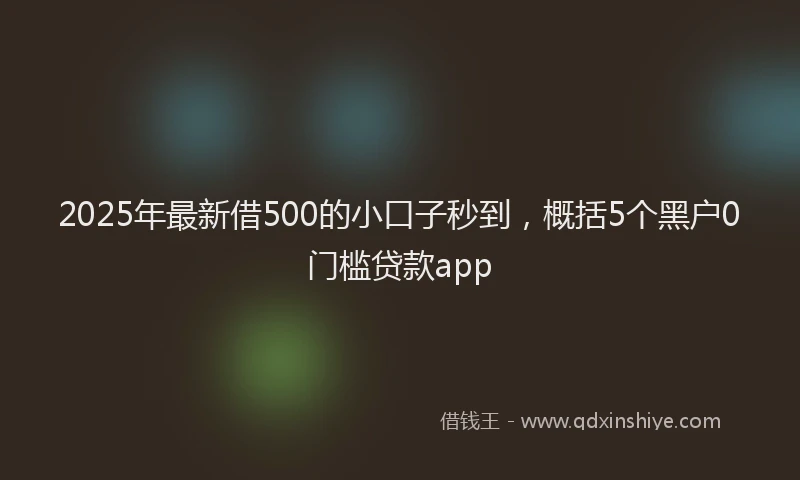2025年最新借500的小口子秒到，概括5个黑户0门槛贷款app