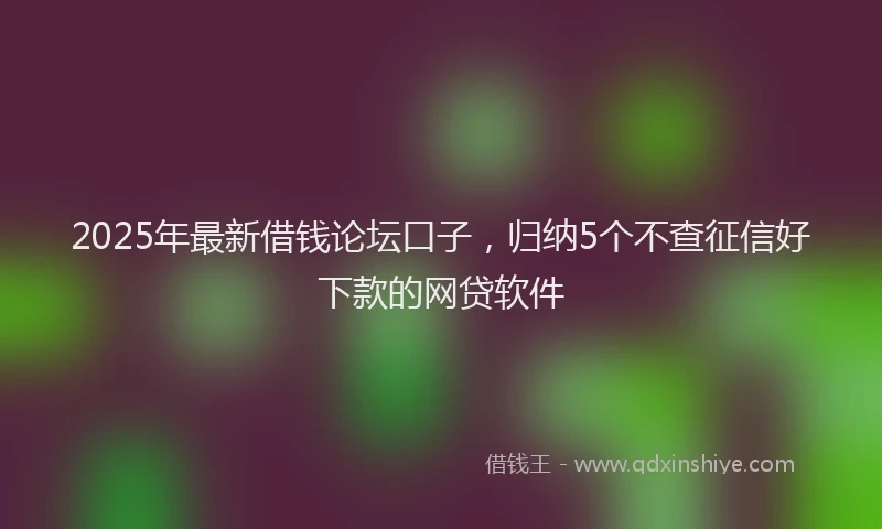 2025年最新借钱论坛口子，归纳5个不查征信好下款的网贷软件