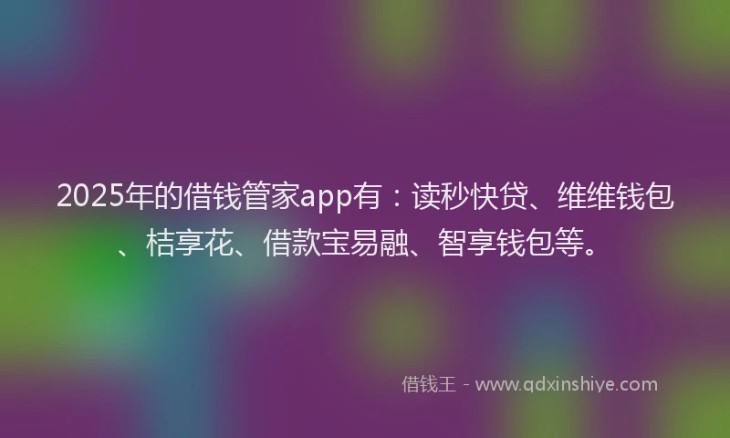 2025年的借钱管家app有：读秒快贷、维维钱包、桔享花、借款宝易融、智享钱包等。