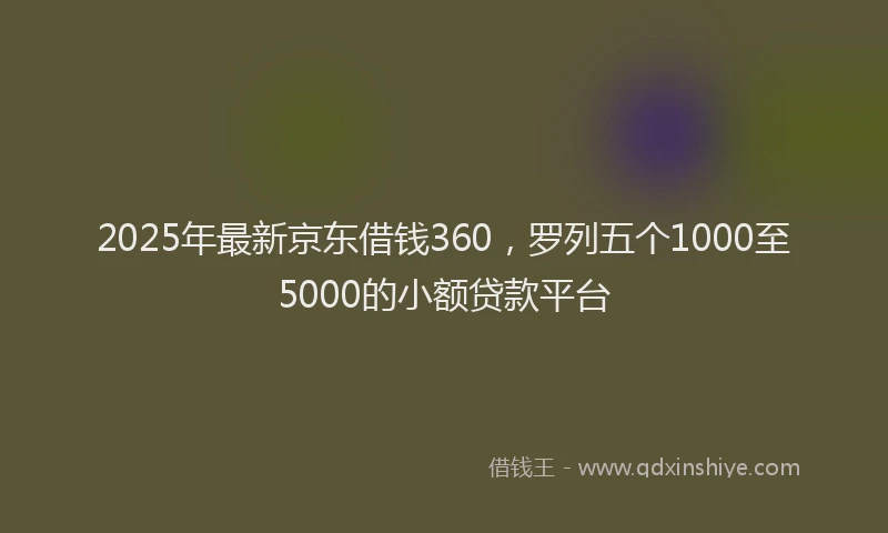 2025年最新京东借钱360，罗列五个1000至5000的小额贷款平台