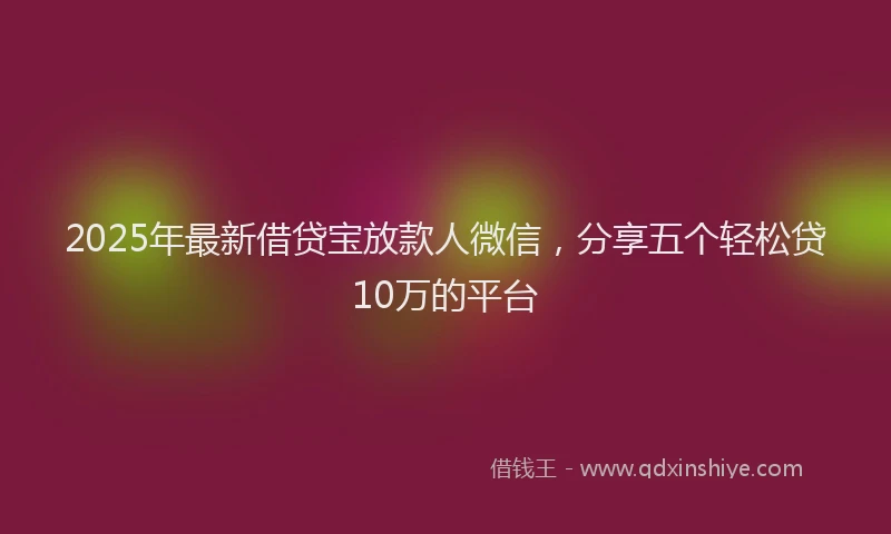 2025年最新借贷宝放款人微信，分享五个轻松贷10万的平台