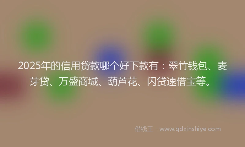 2025年的信用贷款哪个好下款有：翠竹钱包、麦芽贷、万盛商城、葫芦花、闪贷速借宝等。