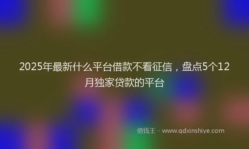 2025年最新什么平台借款不看征信，盘点5个12月独家贷款的平台