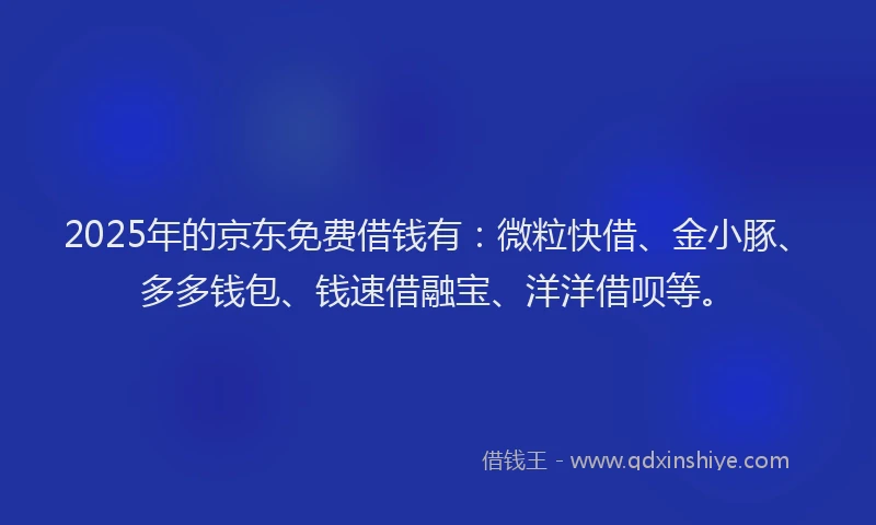 2025年的京东免费借钱有：微粒快借、金小豚、多多钱包、钱速借融宝、洋洋借呗等。