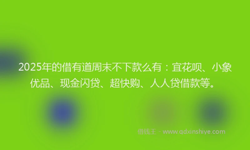 2025年的借有道周末不下款么有：宜花呗、小象优品、现金闪贷、超快购、人人贷借款等。