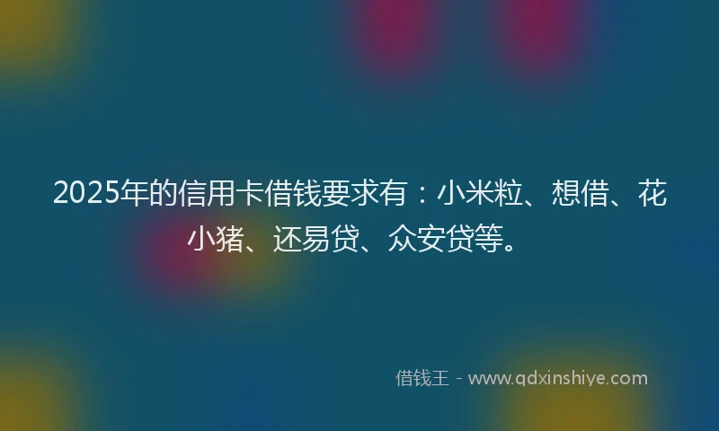2025年的信用卡借钱要求有：小米粒、想借、花小猪、还易贷、众安贷等。