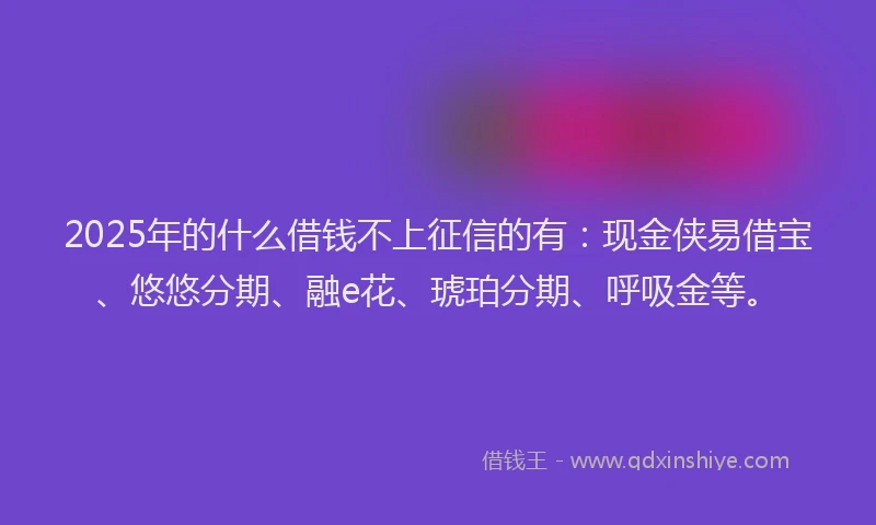 2025年的什么借钱不上征信的有：现金侠易借宝、悠悠分期、融e花、琥珀分期、呼吸金等。