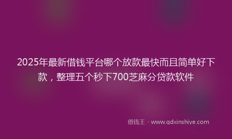2025年最新借钱平台哪个放款最快而且简单好下款，整理五个秒下700芝麻分贷款软件