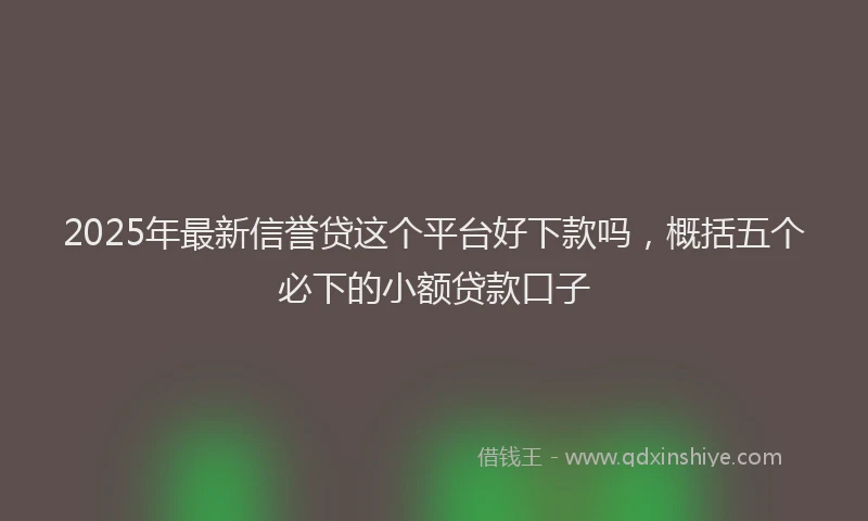2025年最新信誉贷这个平台好下款吗，概括五个必下的小额贷款口子