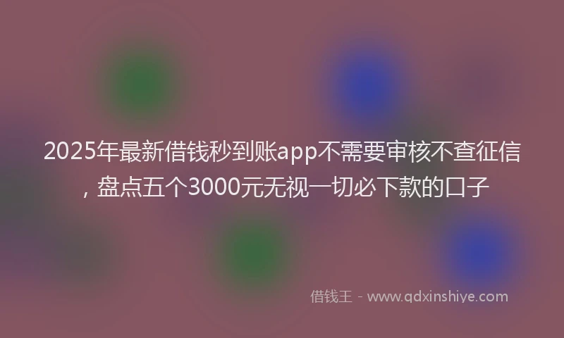 2025年最新借钱秒到账app不需要审核不查征信，盘点五个3000元无视一切必下款的口子