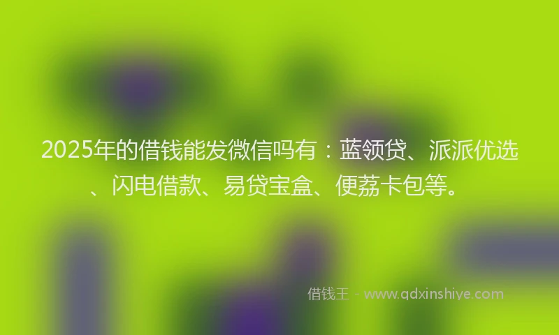 2025年的借钱能发微信吗有：蓝领贷、派派优选、闪电借款、易贷宝盒、便荔卡包等。
