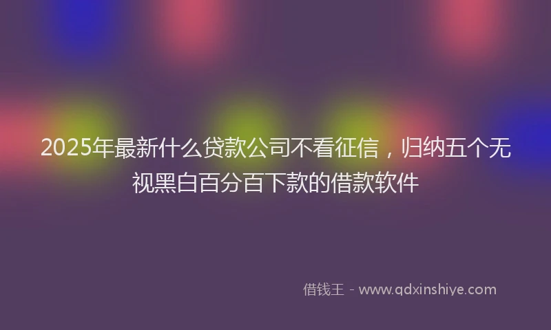 2025年最新什么贷款公司不看征信，归纳五个无视黑白百分百下款的借款软件