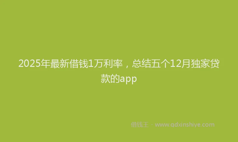 2025年最新借钱1万利率，总结五个12月独家贷款的app