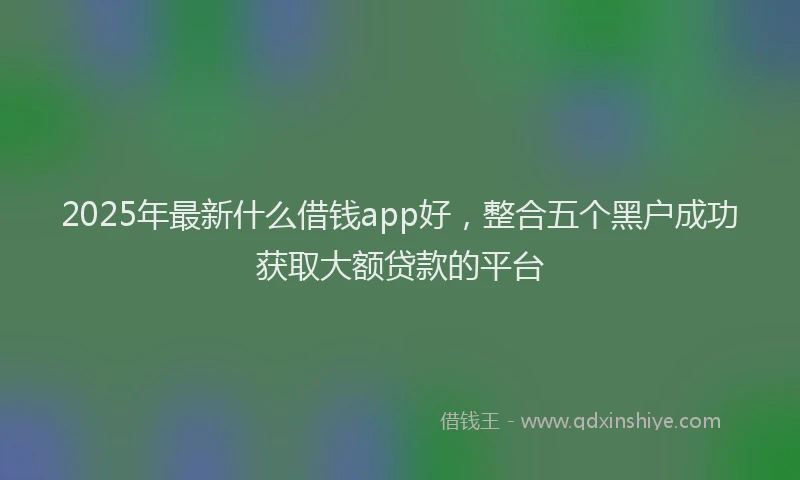 2025年最新什么借钱app好，整合五个黑户成功获取大额贷款的平台