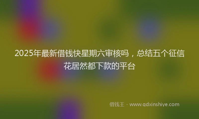 2025年最新借钱快星期六审核吗，总结五个征信花居然都下款的平台