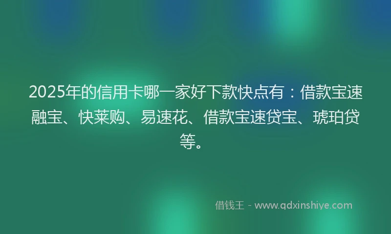 2025年的信用卡哪一家好下款快点有：借款宝速融宝、快莱购、易速花、借款宝速贷宝、琥珀贷等。
