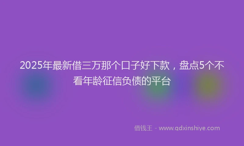 2025年最新借三万那个口子好下款，盘点5个不看年龄征信负债的平台