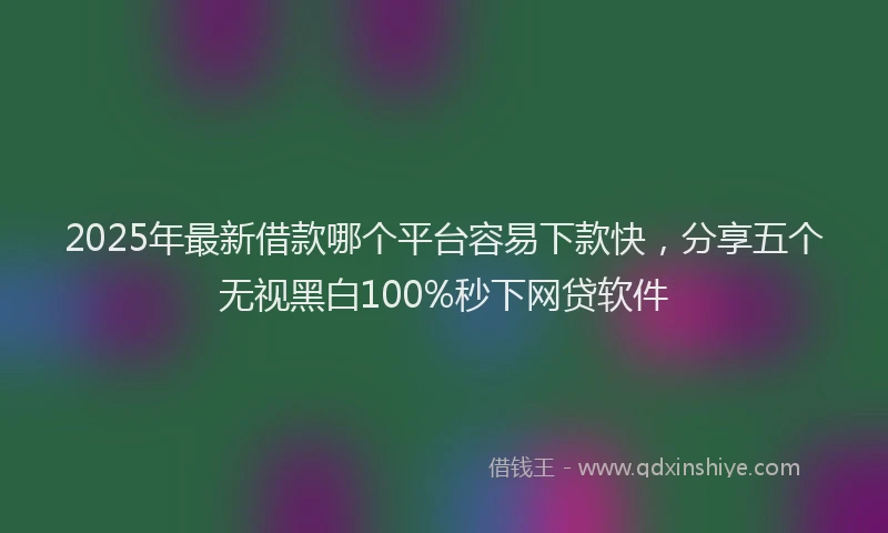 2025年最新借款哪个平台容易下款快，分享五个无视黑白100%秒下网贷软件