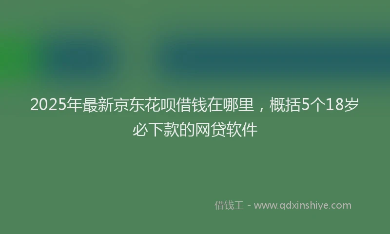 2025年最新京东花呗借钱在哪里，概括5个18岁必下款的网贷软件