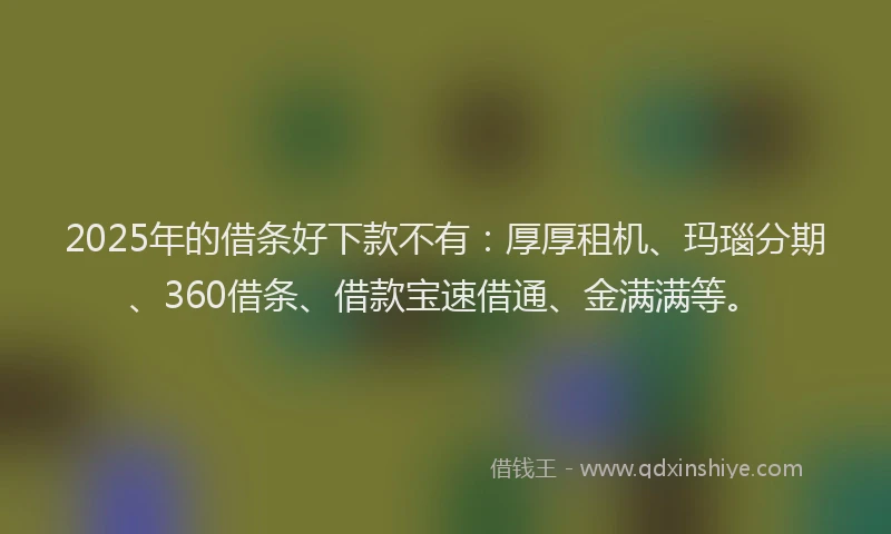 2025年的借条好下款不有：厚厚租机、玛瑙分期、360借条、借款宝速借通、金满满等。