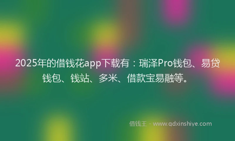 2025年的借钱花app下载有：瑞泽Pro钱包、易贷钱包、钱站、多米、借款宝易融等。