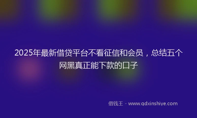 2025年最新借贷平台不看征信和会员，总结五个网黑真正能下款的口子