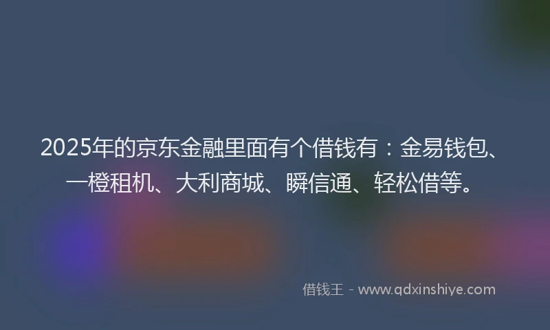 2025年的京东金融里面有个借钱有：金易钱包、一橙租机、大利商城、瞬信通、轻松借等。