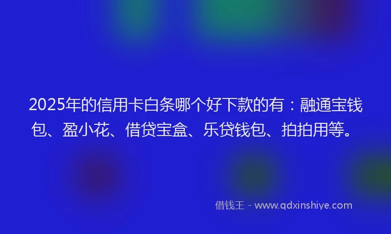 2025年的信用卡白条哪个好下款的有：融通宝钱包、盈小花、借贷宝盒、乐贷钱包、拍拍用等。