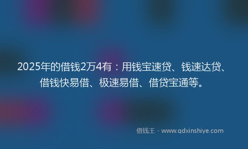 2025年的借钱2万4有：用钱宝速贷、钱速达贷、借钱快易借、极速易借、借贷宝通等。