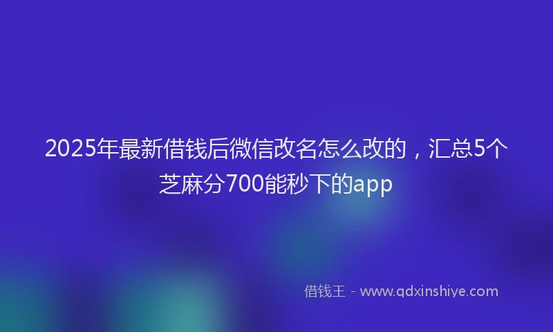2025年最新借钱后微信改名怎么改的，汇总5个芝麻分700能秒下的app