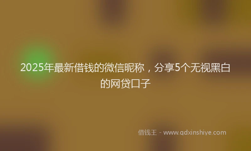 2025年最新借钱的微信昵称，分享5个无视黑白的网贷口子
