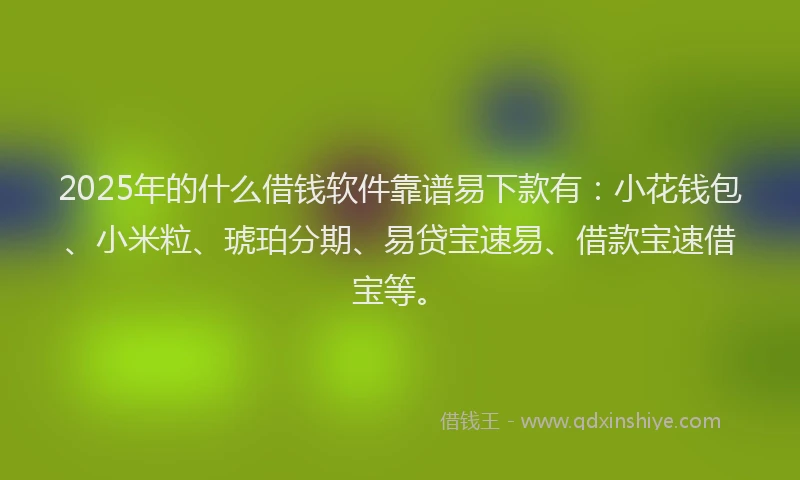 2025年的什么借钱软件靠谱易下款有：小花钱包、小米粒、琥珀分期、易贷宝速易、借款宝速借宝等。