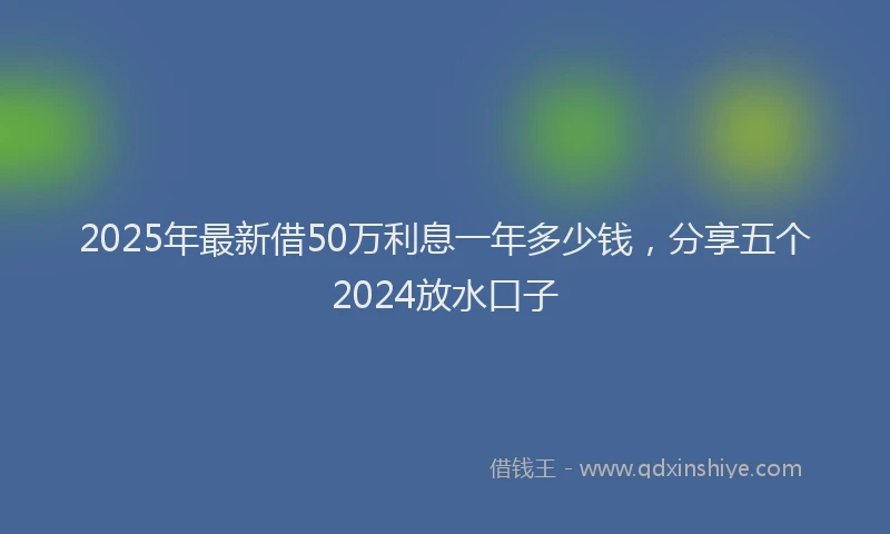 2025年最新借50万利息一年多少钱，分享五个2024放水口子