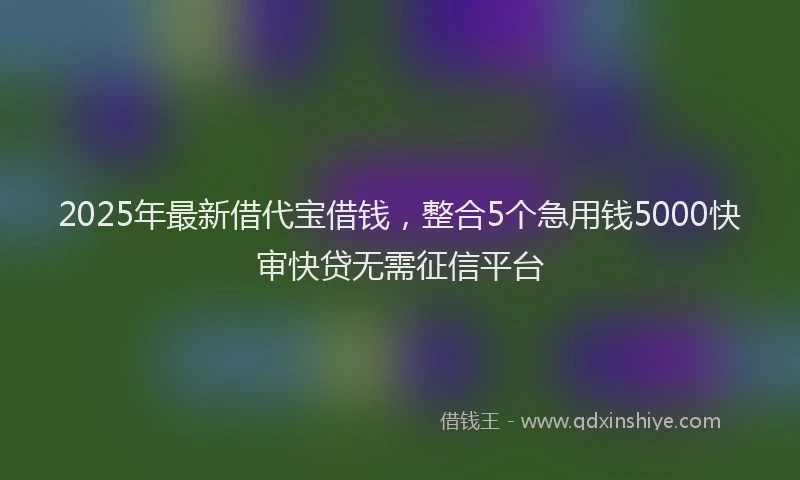 2025年最新借代宝借钱，整合5个急用钱5000快审快贷无需征信平台