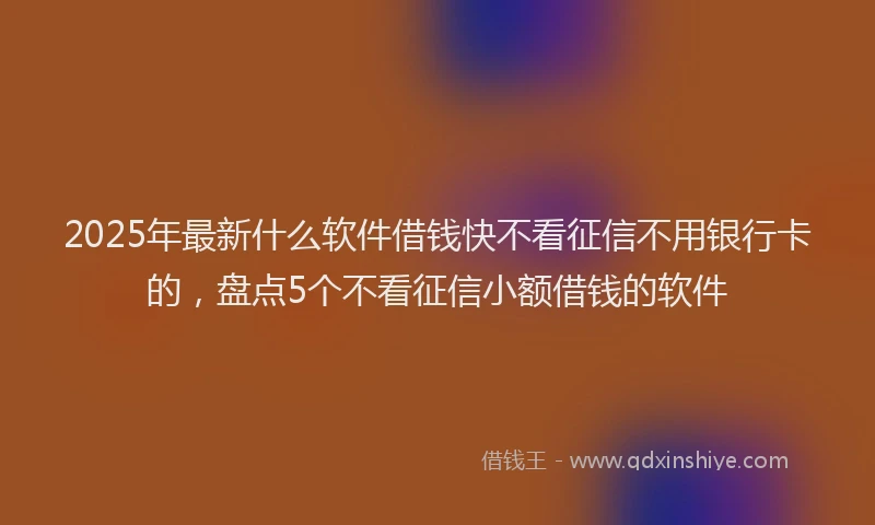 2025年最新什么软件借钱快不看征信不用银行卡的，盘点5个不看征信小额借钱的软件