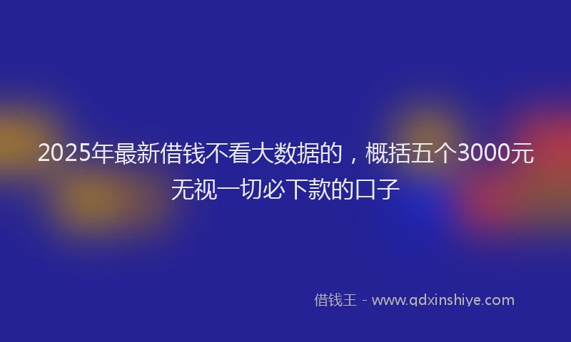 2025年最新借钱不看大数据的，概括五个3000元无视一切必下款的口子