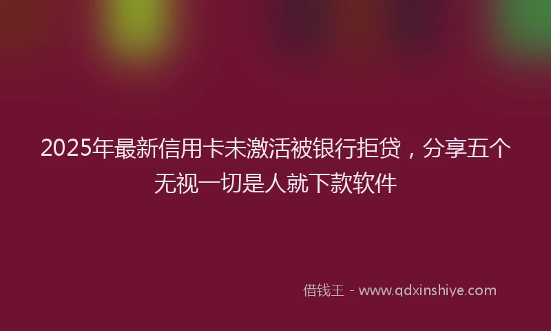 2025年最新信用卡未激活被银行拒贷，分享五个无视一切是人就下款软件