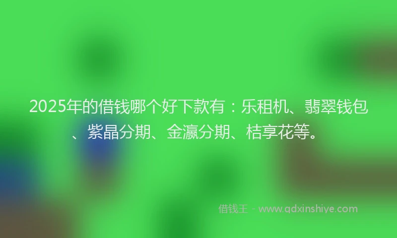 2025年的借钱哪个好下款有：乐租机、翡翠钱包、紫晶分期、金瀛分期、桔享花等。