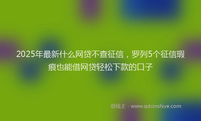 2025年最新什么网贷不查征信，罗列5个征信瑕疵也能借网贷轻松下款的口子