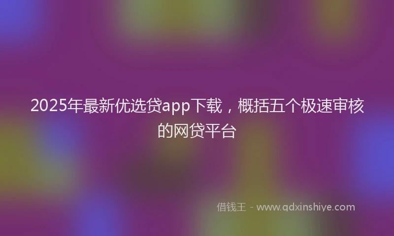 2025年最新优选贷app下载，概括五个极速审核的网贷平台