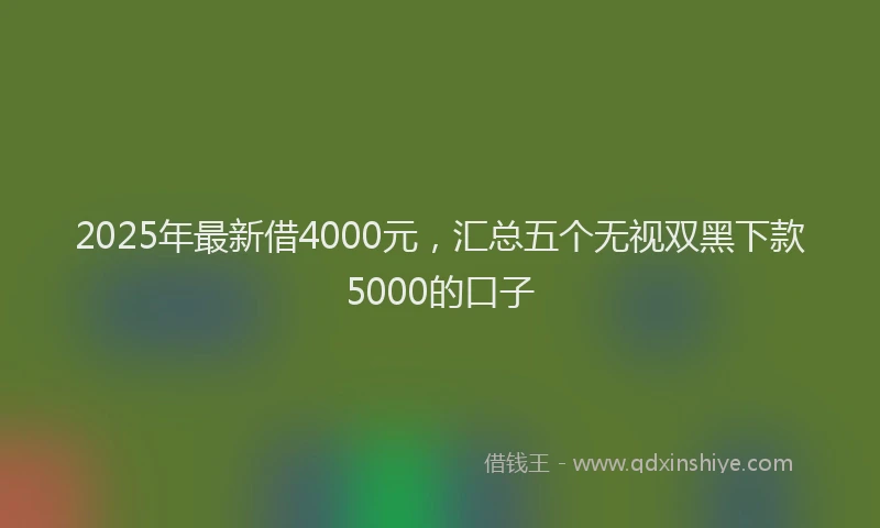 2025年最新借4000元，汇总五个无视双黑下款5000的口子