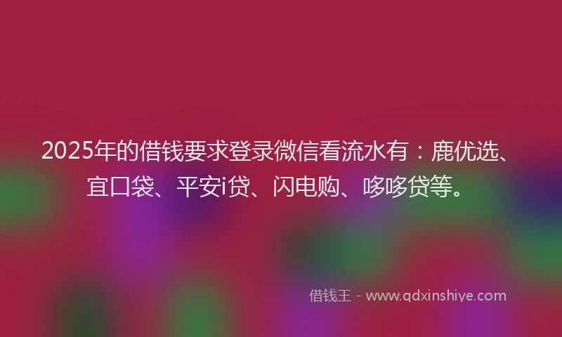 2025年的借钱要求登录微信看流水有：鹿优选、宜口袋、平安i贷、闪电购、哆哆贷等。