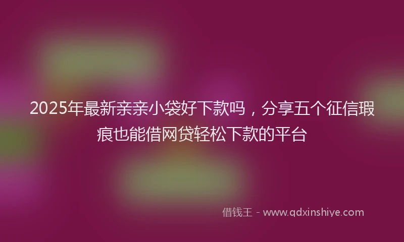 2025年最新亲亲小袋好下款吗，分享五个征信瑕疵也能借网贷轻松下款的平台
