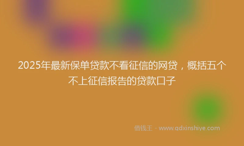 2025年最新保单贷款不看征信的网贷，概括五个不上征信报告的贷款口子