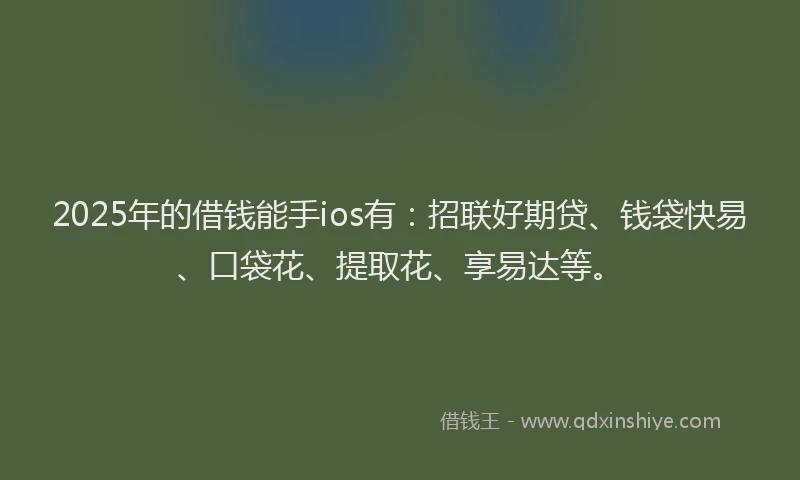 2025年的借钱能手ios有：招联好期贷、钱袋快易、口袋花、提取花、享易达等。