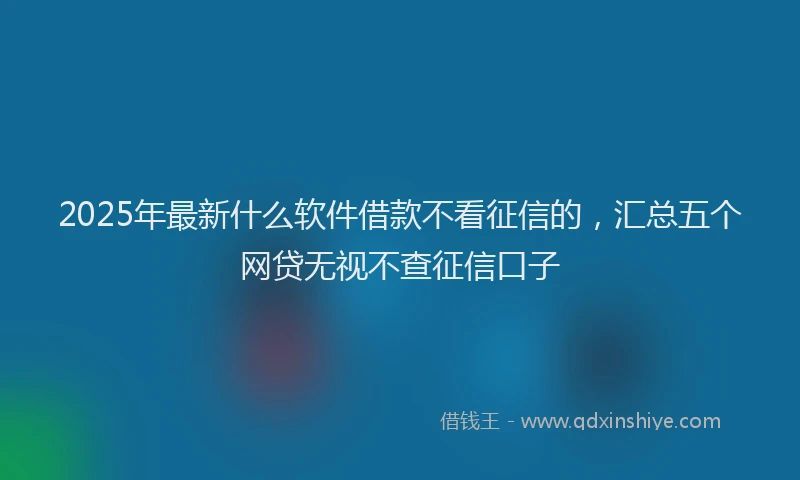 2025年最新什么软件借款不看征信的，汇总五个网贷无视不查征信口子